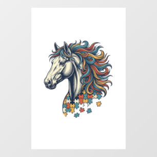 Autocollant Pour Fenêtre Pièce de puzzle de cheval coloré T-Shirt gravure v