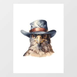 Autocollant Pour Fenêtre pigeon drôle portant un casquette cowboy, aquarell
