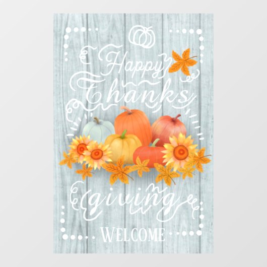 Autocollant Pour Fenêtre Pin bleu Citrouille d'automne (Feuille)