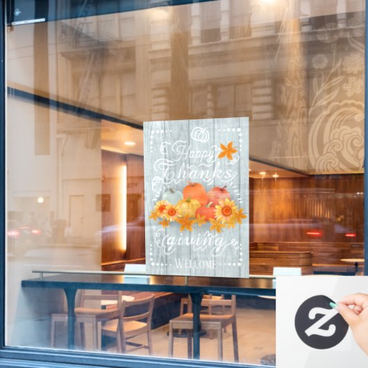 Autocollant Pour Fenêtre Pin bleu Citrouille d'automne (Fenêtre de café)