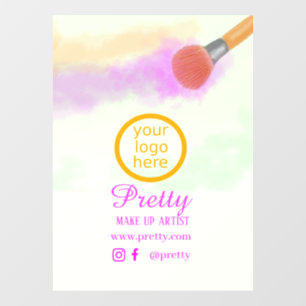 Autocollant Pour Fenêtre Pinceau de Maquillage Couleurs Aquarelle 