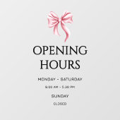 Autocollant Pour Fenêtre Pink Bow Opening Hours Small Business (Feuille)