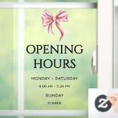 Autocollant Pour Fenêtre Pink Bow Opening Hours Small Business (Maison)