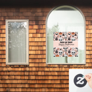 Autocollant Pour Fenêtre Pink Halloween Tricoter ou traiter Nom de famille