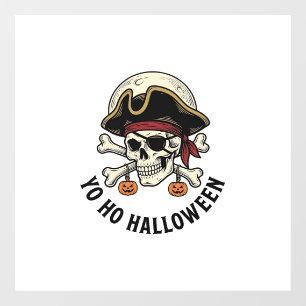 Autocollant Pour Fenêtre Pirate Crâne Halloween Gravure Vintage Blanc Shi