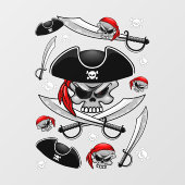 Autocollant Pour Fenêtre Pirate Skull avec Sabres croisés (Feuille)