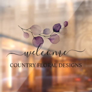 Autocollant Pour Fenêtre PixDezines Aquarelle Purple Eucalyptus Sprig