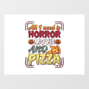 Autocollant Pour Fenêtre Pizza Film d'Horreur Halloween Citrouille Crâne Tr