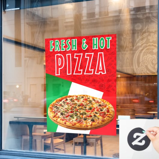 Autocollant Pour Fenêtre Pizza fraîche et chaude avec explosion de pizza (Fenêtre de café)