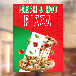 Autocollant Pour Fenêtre Pizza Frais & Chauds Avec Explosion de Pizza Grand