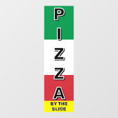 Autocollant Pour Fenêtre Pizza Shop Pizza By the Slice Italien Drapeau (Feuille)