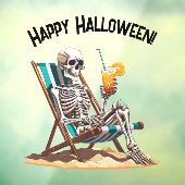 Autocollant Pour Fenêtre Plage Lounge Squelette Halloween (Feuille 3)
