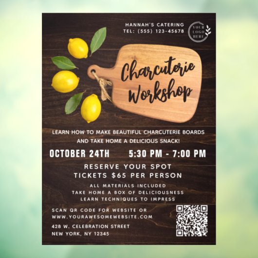 Autocollant Pour Fenêtre Planche à découper rustique en bois Script de cuis (Feuille 3)