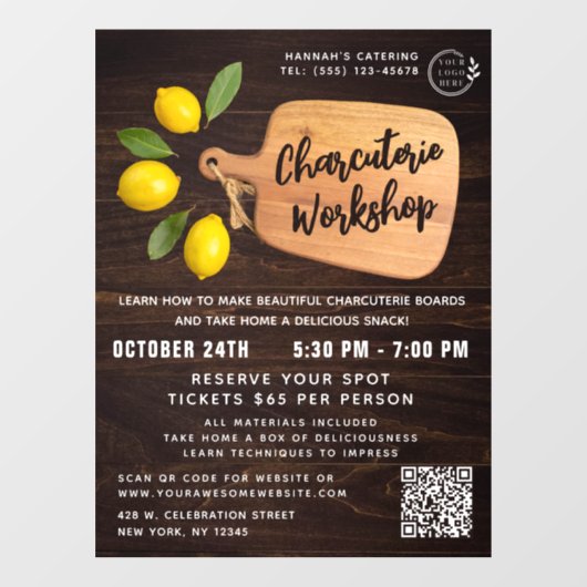 Autocollant Pour Fenêtre Planche à découper rustique en bois Script de cuis (Feuille)