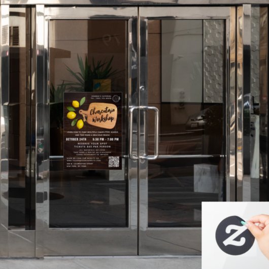 Autocollant Pour Fenêtre Planche à découper rustique en bois Script de cuis (Porte de bureau)