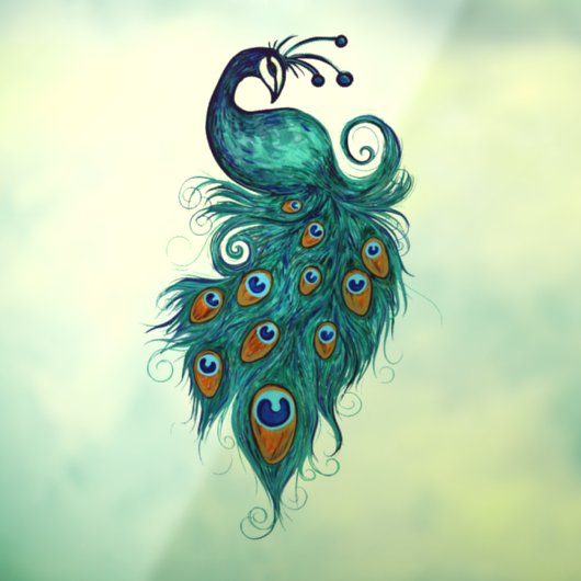Autocollant Pour Fenêtre Plumes de paon Peacocks Turquoises (Feuille 3)