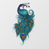 Autocollant Pour Fenêtre Plumes de paon Peacocks Turquoises (Feuille)
