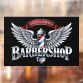 Autocollant Pour Fenêtre Pôle de barbier ailé chromé (Feuille 2)