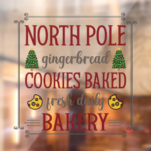 Autocollant Pour Fenêtre Pôle Nord boulangerie pain d'épice Noël entreprise