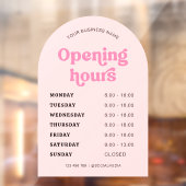 Autocollant Pour Fenêtre Police rétro rose - Heures d'ouverture d'entrepris (Feuille 2)