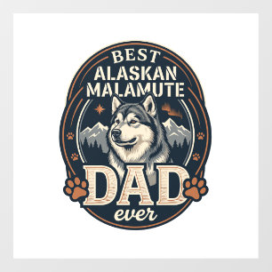 Autocollant Pour Fenêtre Portrait de chien père Malamute d'Alaska Badge Mon