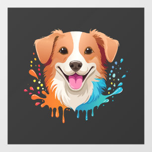 Autocollant Pour Fenêtre Portrait d'un chien mignon avec des couleurs fluid