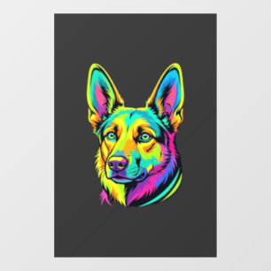 Autocollant Pour Fenêtre Portrait vectoriel coloré de chien néon