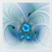 Autocollant Pour Fenêtre Position, Abstrait bleu turquoise fractal (Feuille)