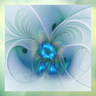 Autocollant Pour Fenêtre Position, Abstrait bleu turquoise fractal