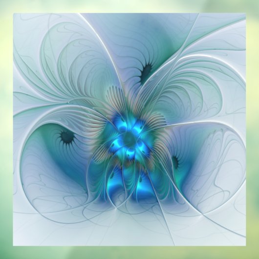 Autocollant Pour Fenêtre Position, Abstrait bleu turquoise fractal (Feuille 3)