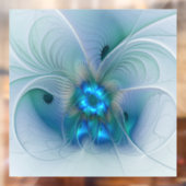 Autocollant Pour Fenêtre Position, Abstrait bleu turquoise fractal (Feuille 2)