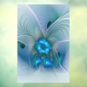Autocollant Pour Fenêtre Position, Abstrait bleu turquoise fractal