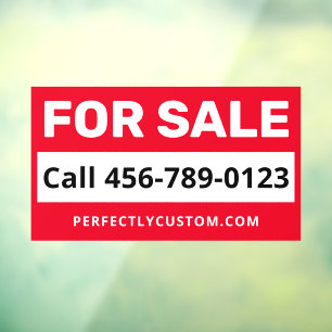 Autocollant Pour Fenêtre Pour la vente numéro de téléphone URL ou texte per