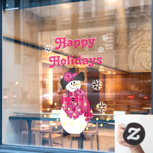 Autocollant Pour Fenêtre Pour Verre Grand Noël Snowman Thème