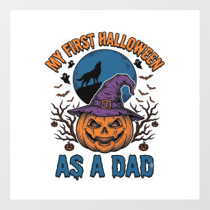 Autocollant Pour Fenêtre Premier T-shirt Papa Halloween Vintage Citrouille 