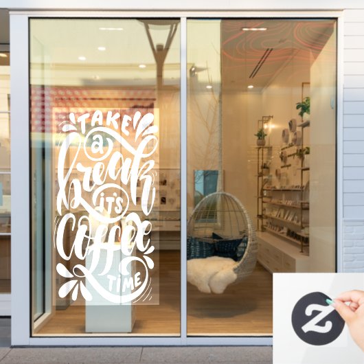 Autocollant Pour Fenêtre Prenez une pause café, café rustique (Vitrine du magasin)