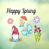 Autocollant Pour Fenêtre Printemps heureux (Feuille 3)