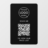 Autocollant Pour Fenêtre Prix du code QR | Black Business Logo Scan Me (Feuille)