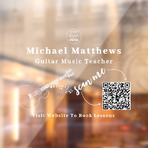 Autocollant Pour Fenêtre Professeur de Guitare Cours de Musique Code QR