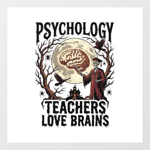 Autocollant Pour Fenêtre Professeur de psychologie Halloween Brain Lover Go