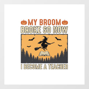 Autocollant Pour Fenêtre Professeur d'Halloween Balai Cassa Conception Vint