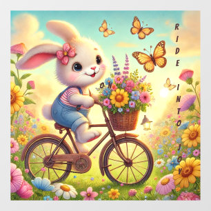 Autocollant Pour Fenêtre Promenade Dans La Joie - Bicyclette Bunny