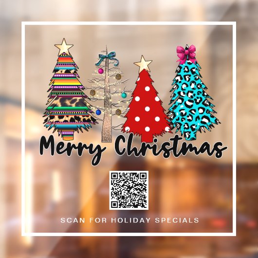 Autocollant Pour Fenêtre *~* Promotionnel AP20 Arbre de Noël Leopard QR  (Feuille 2)