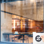 Autocollant Pour Fenêtre Propre Bienvenue simple script jour heures Blanc (Fenêtre de café)