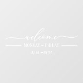 Autocollant Pour Fenêtre Propre Bienvenue simple script jour heures Blanc (Feuille)