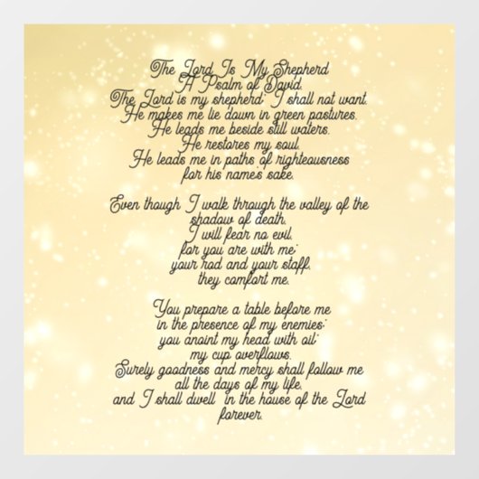 Autocollant Pour Fenêtre Psalm 23 biblical quotes (Feuille)