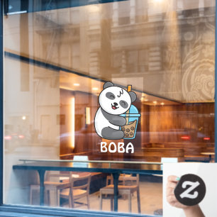 Autocollant Pour Fenêtre Publicité pour le thé à bulles Panda Bear Boba Tea
