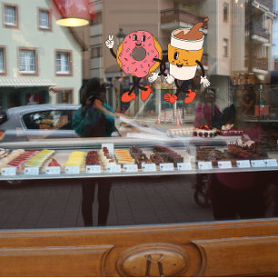 Autocollant Pour Fenêtre Publicité pour une boutique de café et de beignets