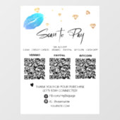 Autocollant Pour Fenêtre *~* QR 3 PAIEMENT Diamants LIPS Girly Glam (Feuille)