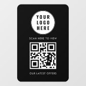 Autocollant Pour Fenêtre QR Code Black Business Logo Scan Here Modern (Feuille)